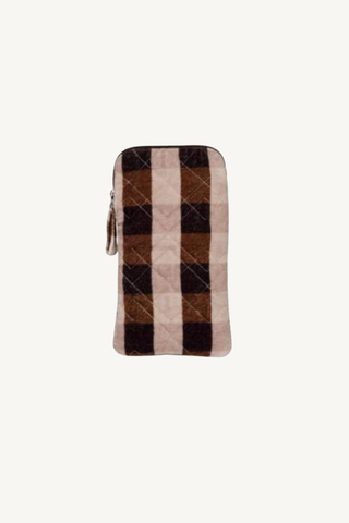 cotton check pouchette - brown check