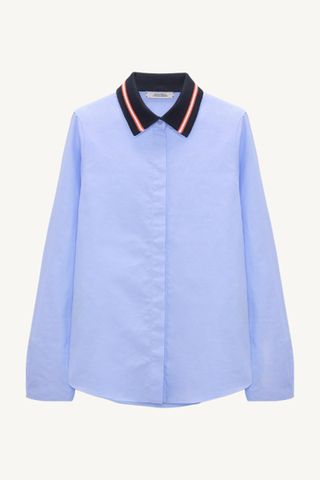 powerful ease blouse - oxford blue
