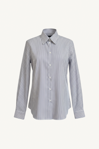 fitted collar shirt - violet pinstripe