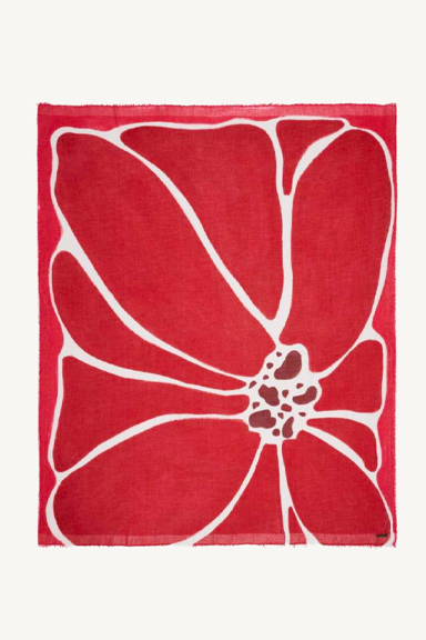 red flower scarf