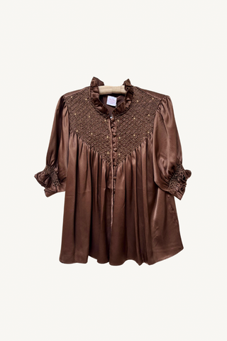 milvia shirt - regio brown silk