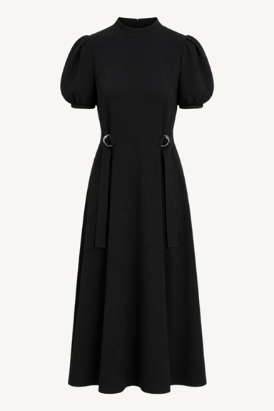 compact rib tulip dress - black