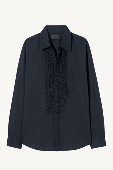 nathael ruffle shirt - midnight