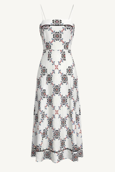 sara dress - off-white handmade embroidery
