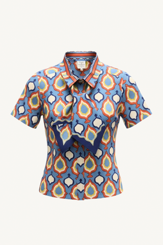 scarf tie blouse - chambray medallion