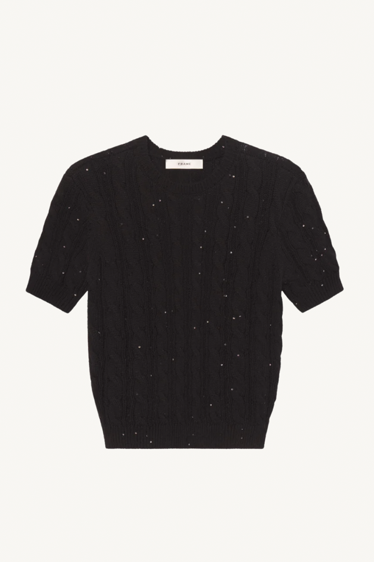 sequin gathered sweater - black