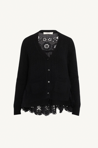 shanna lace cardigan - black