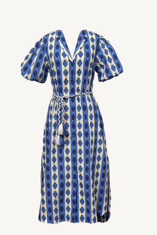 striped shirt dress - blue and white multi