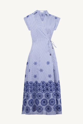shivon dress - blue/optic white