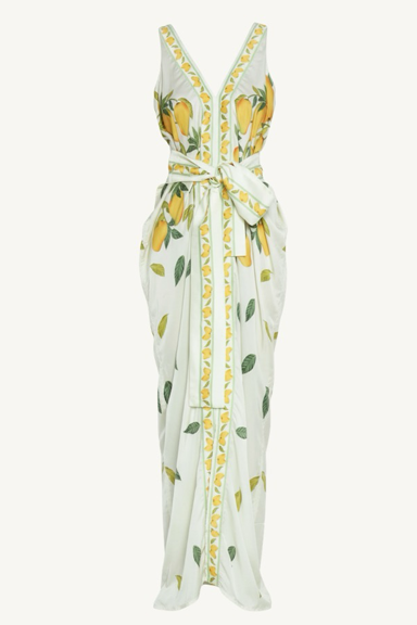 dripping alphonso silk dress - ivory mangoes