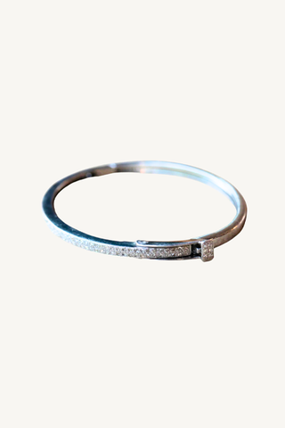 silver and diamond bangle