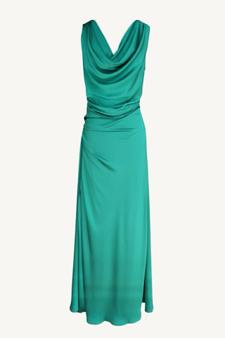 melanie satin gown - kelly green
