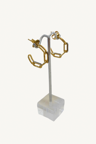 small diamond and gold round link hoops