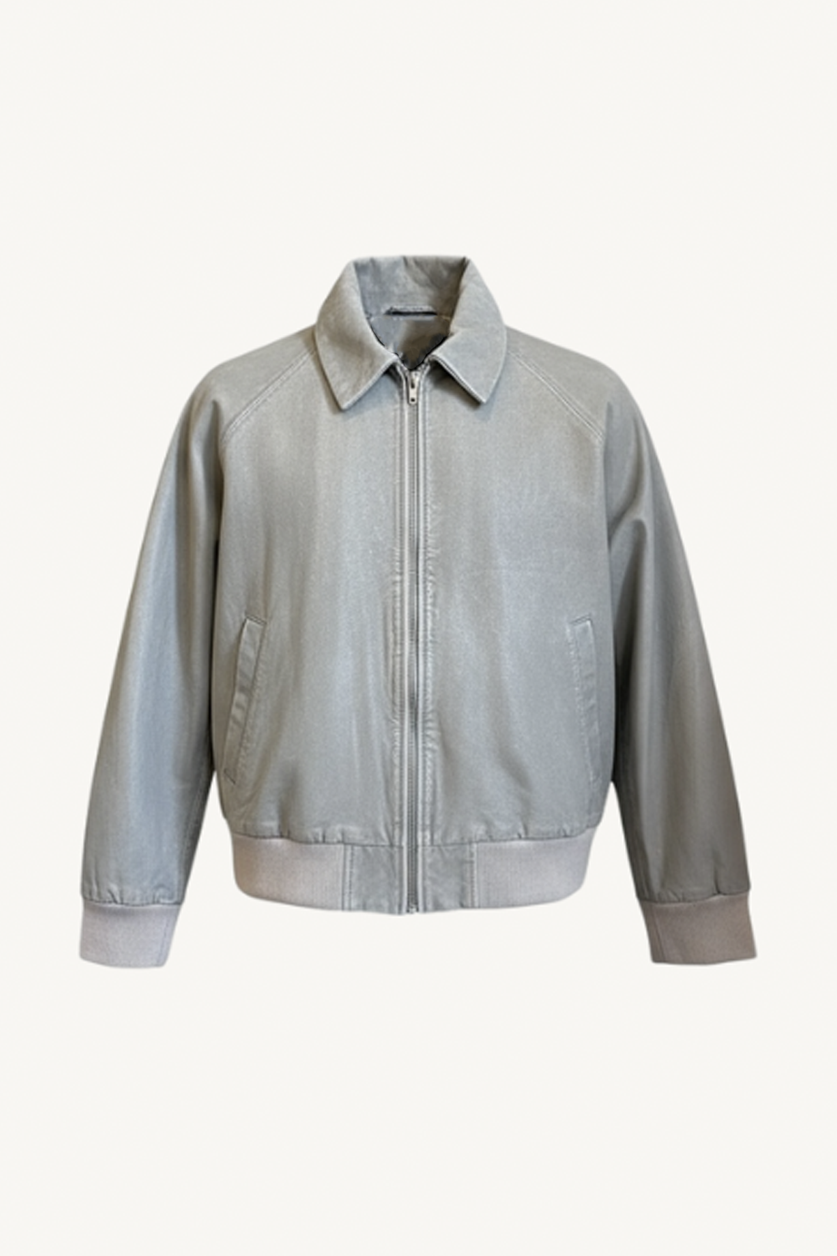 leather bomber jacket - smoke