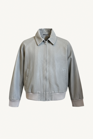 leather bomber jacket - smoke