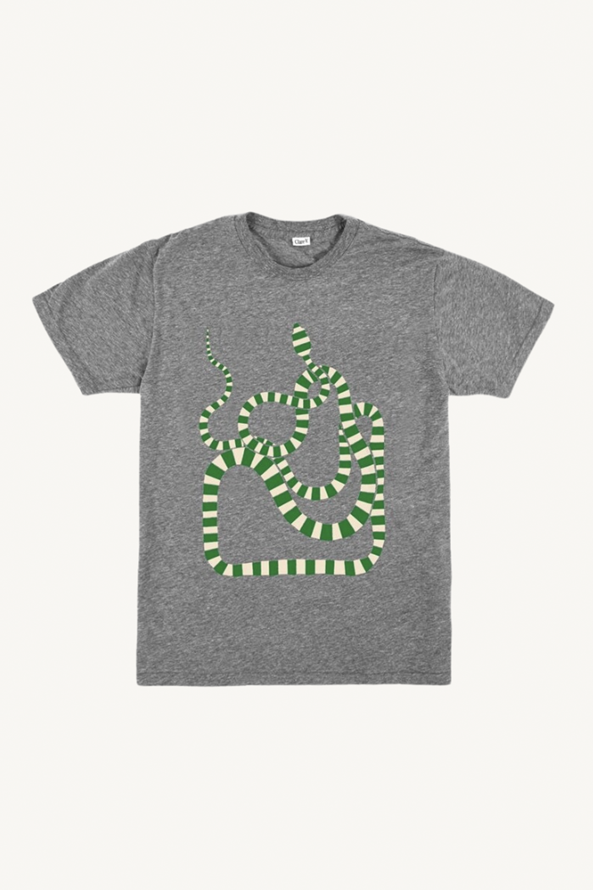 original tee - grey melange with green apple snake