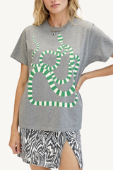 original tee - grey melange with green apple snake