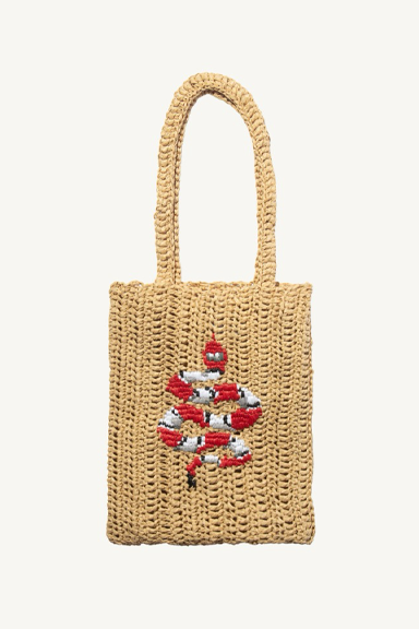 snake crochet bag - beige