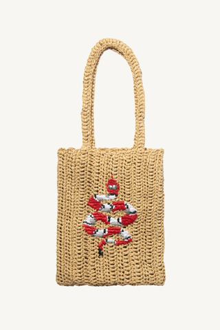 snake crochet bag - beige