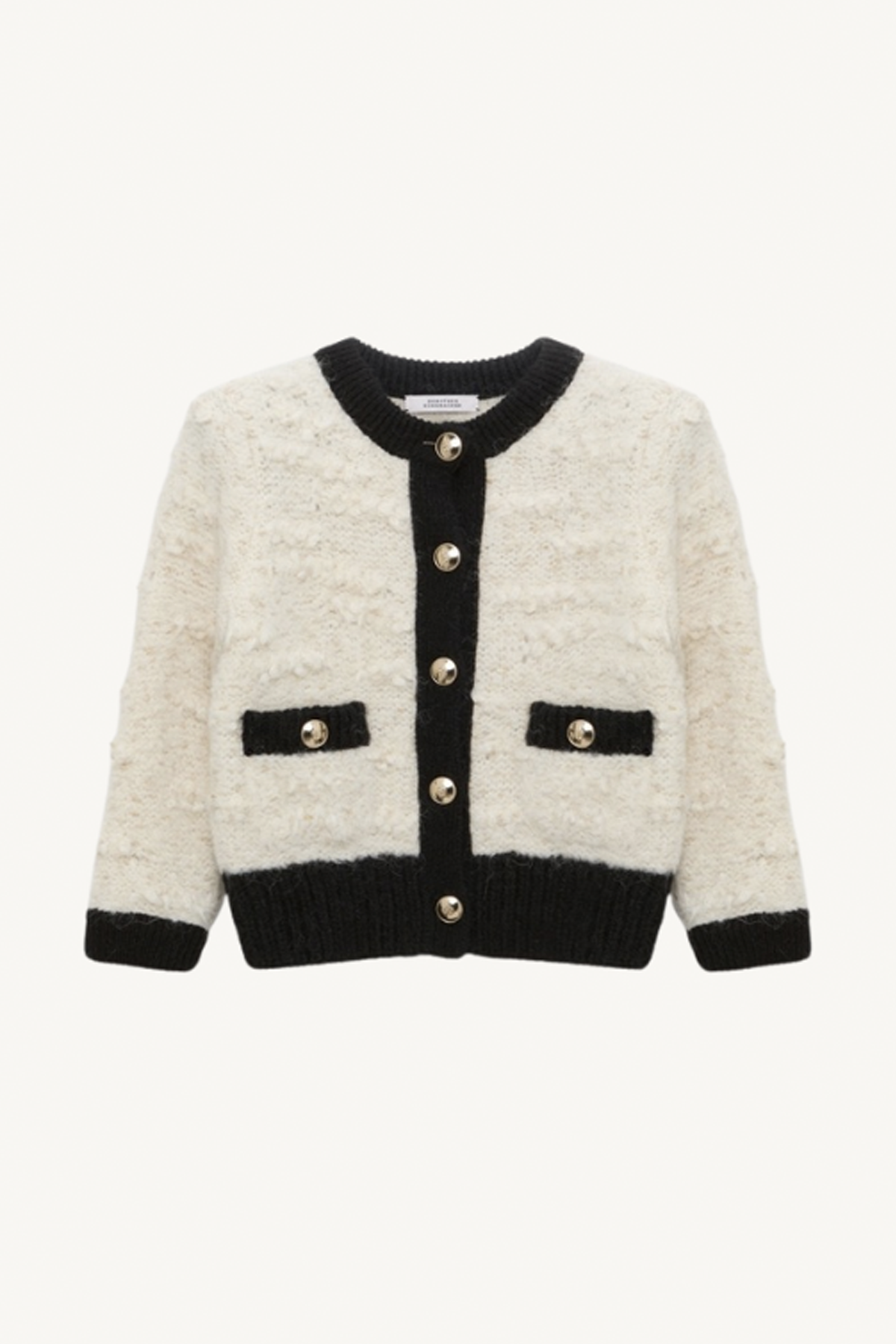 delightful sparkle cardigan - creme black framed