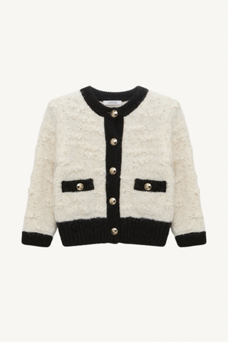 delightful sparkle cardigan - creme black framed