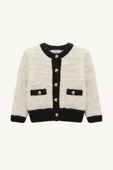 delightful sparkle cardigan - creme black framed