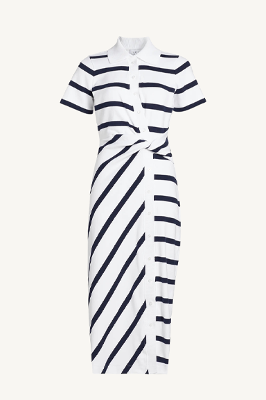 short sleeve ellicot dress - white/french blue stripe