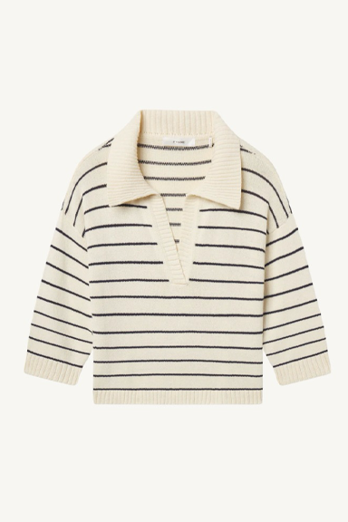 striped easy pullover - cream multi