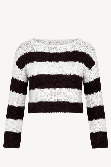 stripe linen bateau sweater - black orch