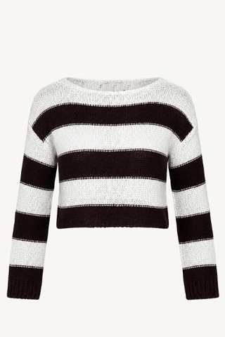 stripe linen bateau sweater - black orch