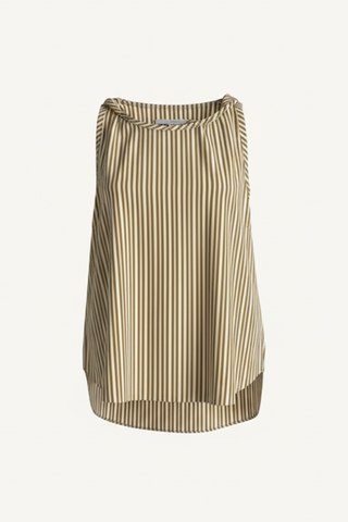 twisted shoulders top - popeline gold stripes