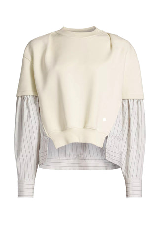 long sleeve sweatshirt with poplin - alabaster