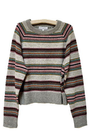 cashmere striped sweater - grey combo