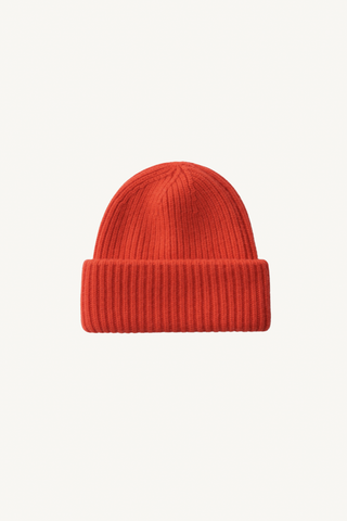 ribbed beanie - tangerine