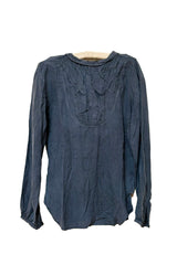 tattered yoke blouse - toner black