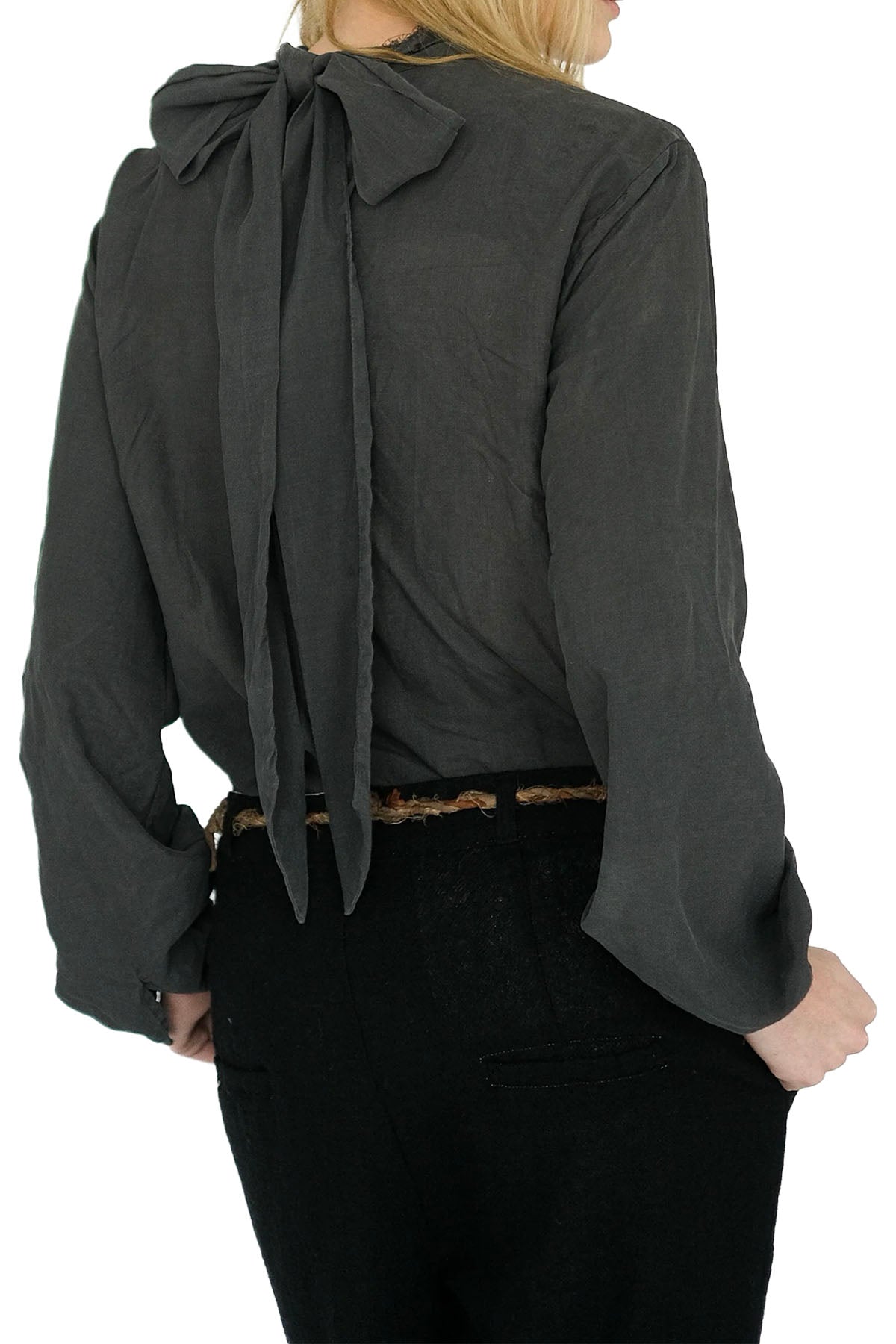 tattered yoke blouse - toner black