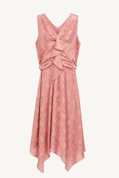 draped dress with handkerchief hem - terra
