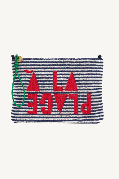 flat clutch w/ tabs - terry stripe