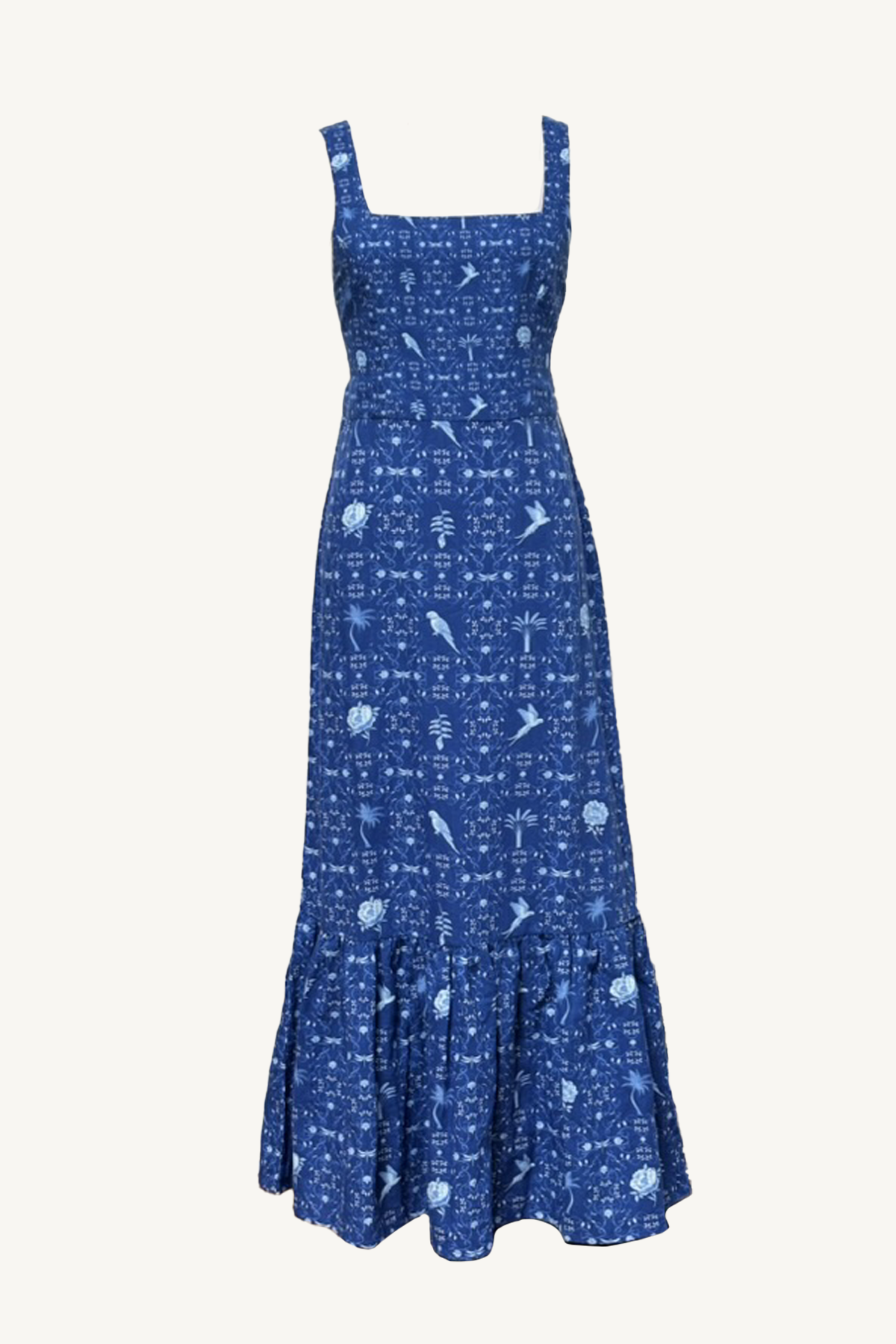 tie back maxi dress - blue print