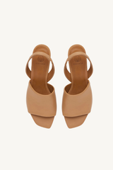 time heeled sandal - mandorla leather
