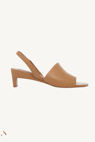 time heeled sandal - mandorla leather