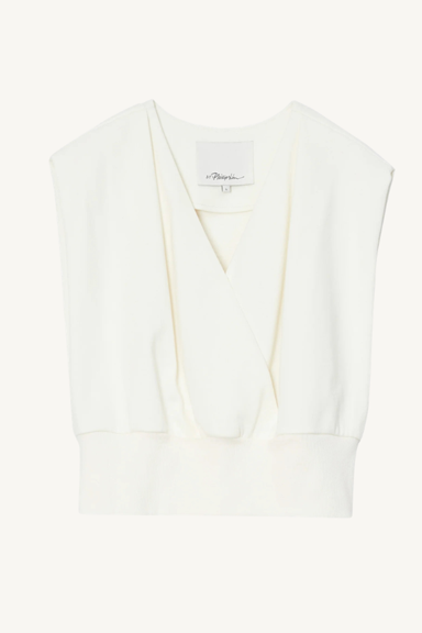 draped sleeveless french terry top - tofu