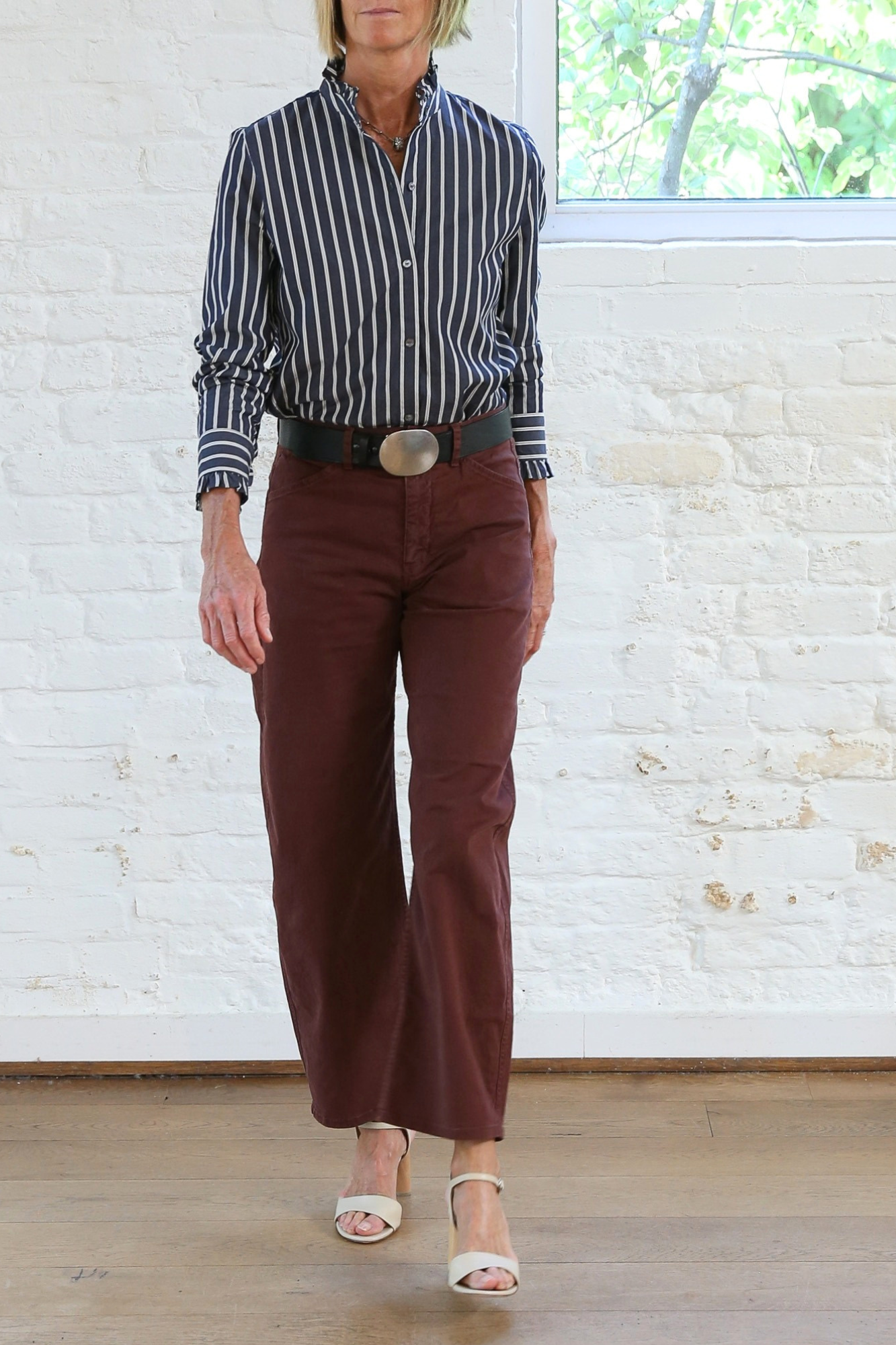 lydia shirt - charcoal stripe