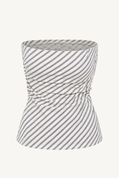 nora top - blue slate stripe
