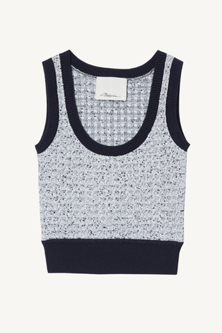 tweed boucle scoop tank - midnight