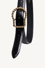 twisted buckle signature belt - black