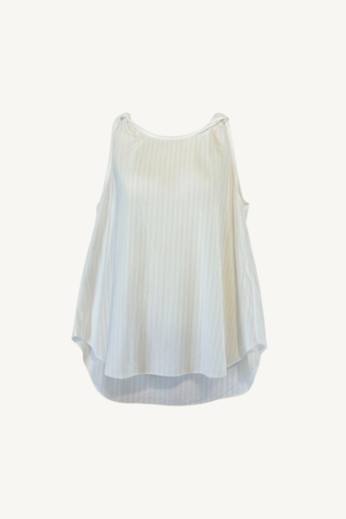 twisted shoulders top - popeline white stripes