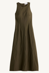sculpted uma sleeveless maxi dress - dark olive
