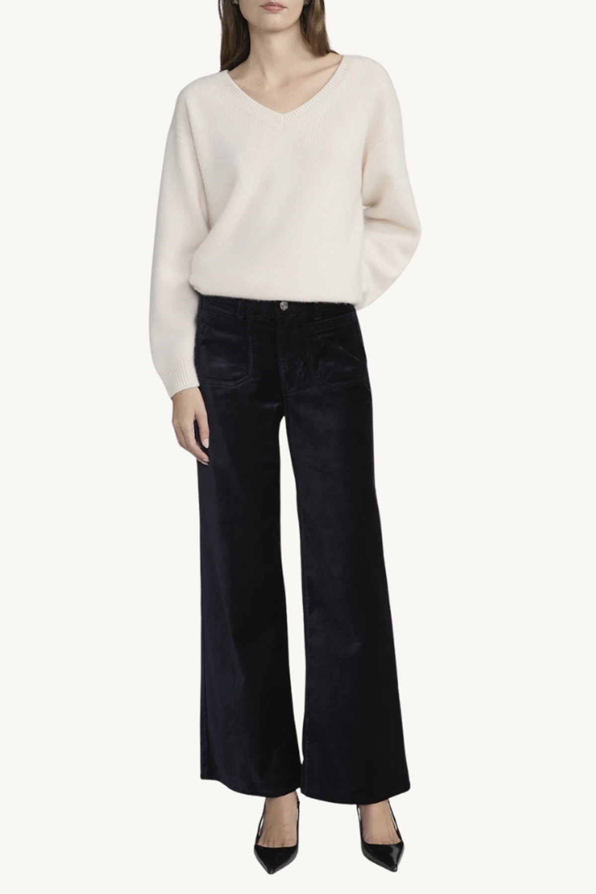 le slim palazzo - navy velvet