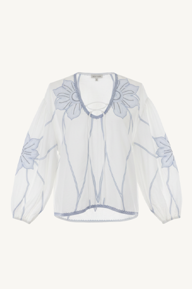 vedansh top - simply white / light blue